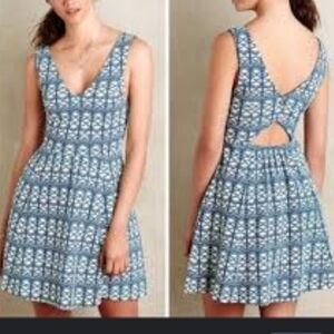 MAEVE Geometric Pattern Sleeveless Keyhole back Cotten Blend Pockets